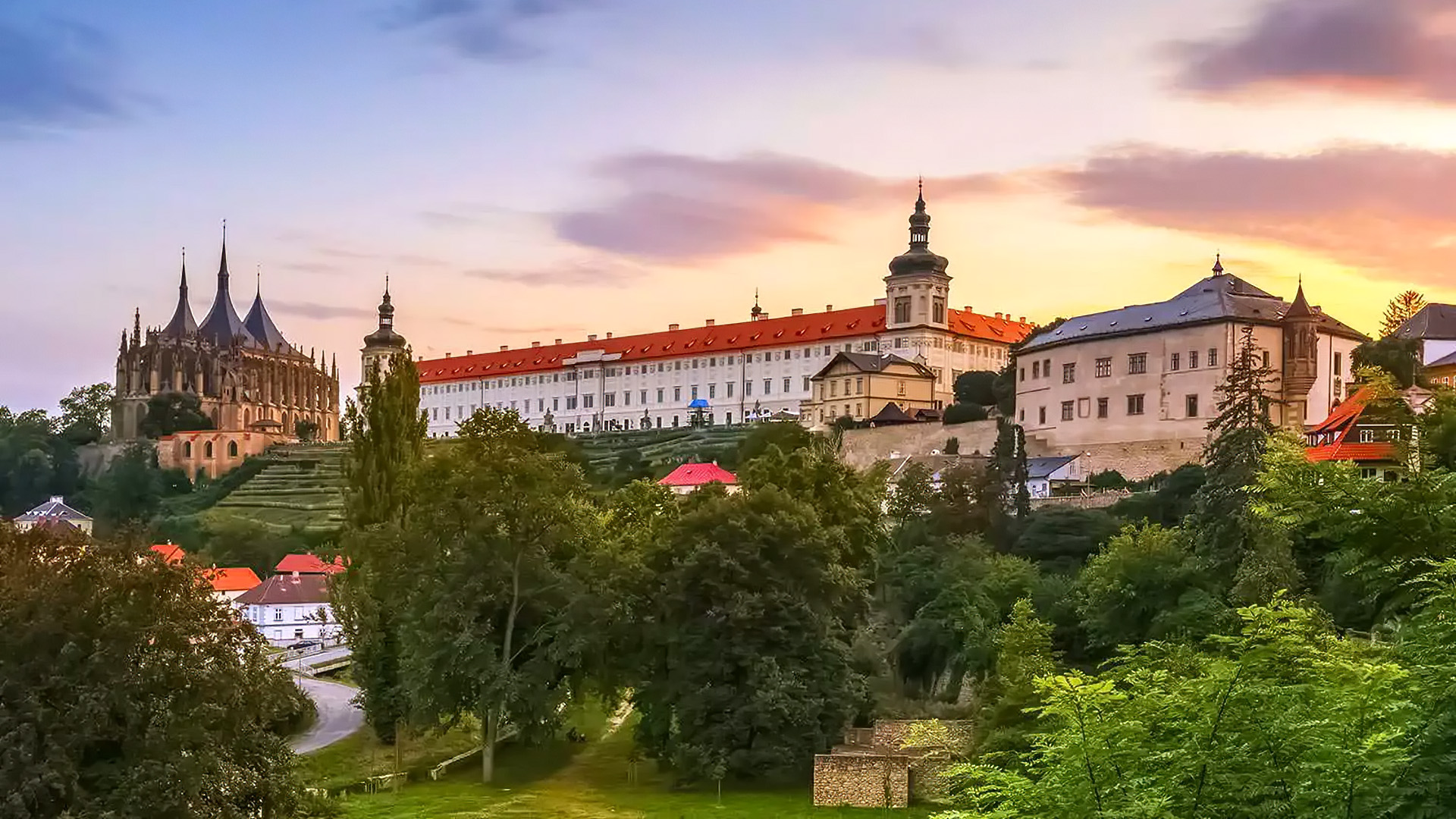 Medieval town of Kutná Hora at golden hour